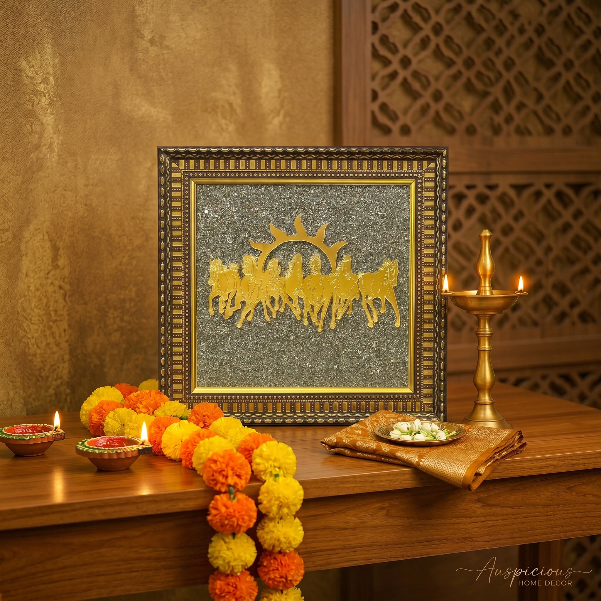 7 Horses On Pyrite Frame